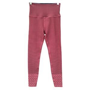 BEYOND YOGA | Maroon High Waist Horizontal Striped Yoga Leggings Chevron Ankle S
